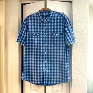 Men’s Daniel Cremieux Button up short sleeve XL blue/green great top!